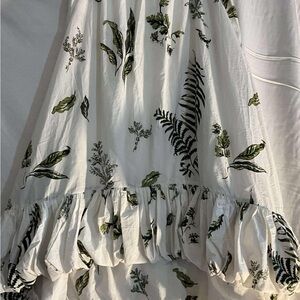 Anthropologie White and Green Bubble Maxi Skirt